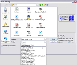 wybór pliku CAD z graficznym podglądem